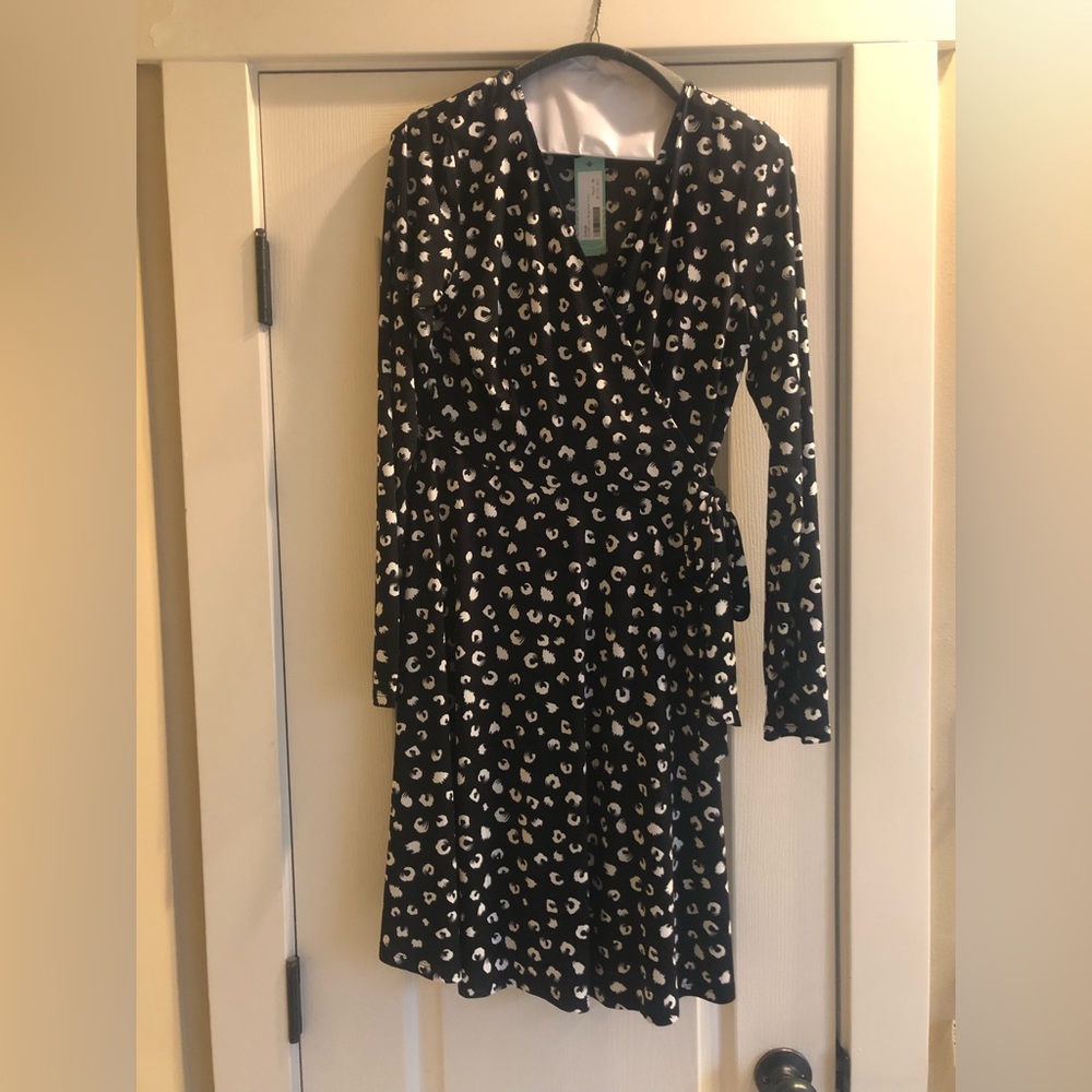 Black and white wrap dress